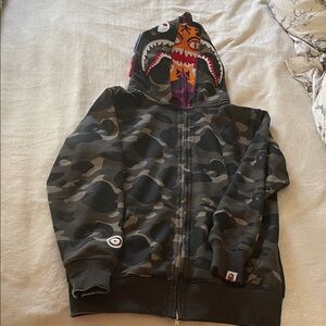 Bape Gray Camouflage Shark Hoodie
